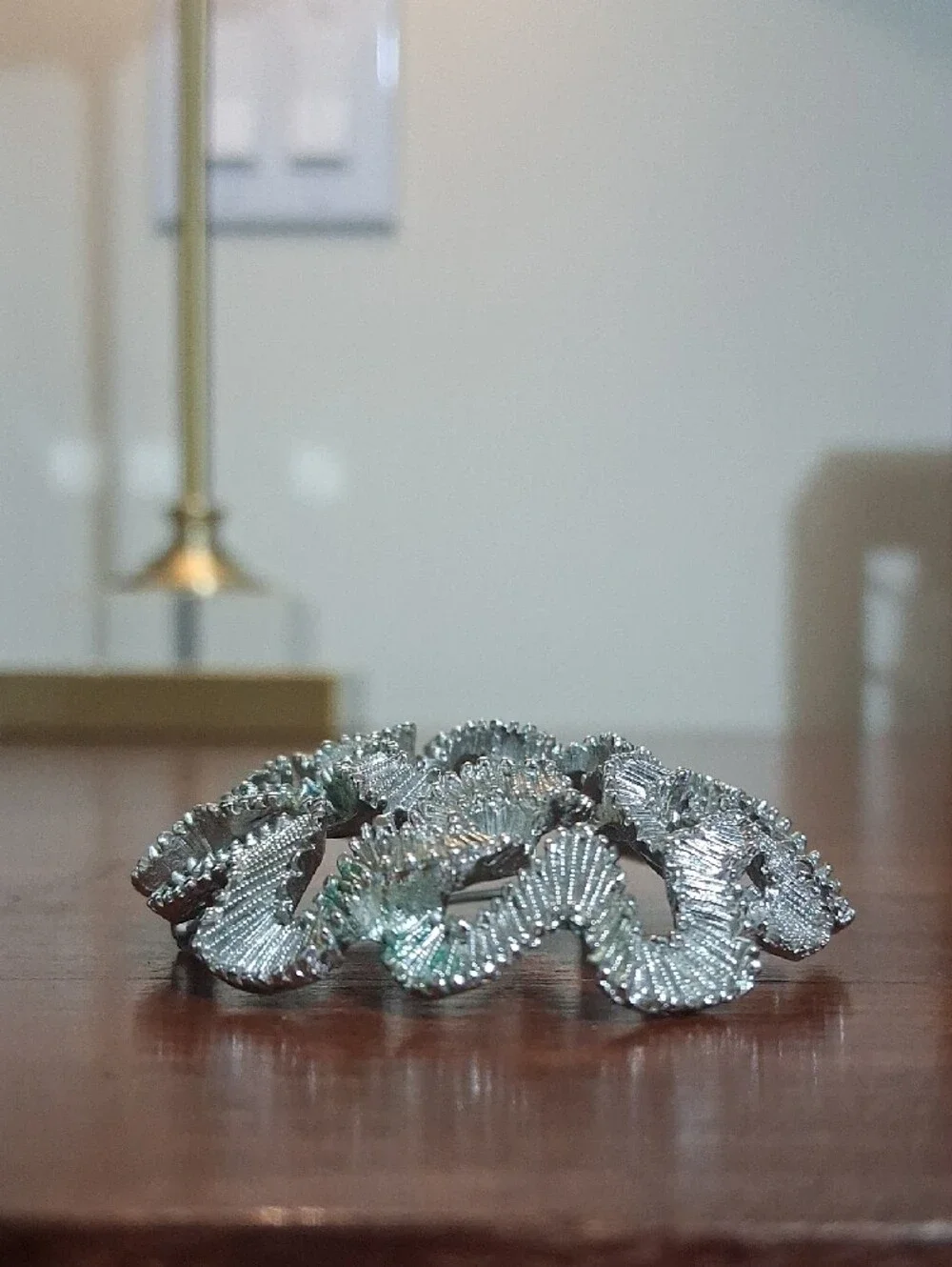 Silver Trifari Ribbonette Filigree Ruffled Elegant Statement Brooch Vintage